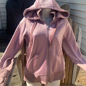 Athleta Mauve Hooded Zip-Up Sweatshirt